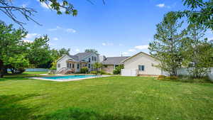 Rear view of house with a patio and entry steps
