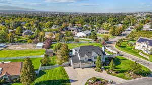 Aerial perspective of suburban area