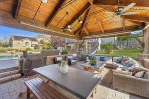 View of patio / terrace featuring ceiling fan and outdoor lounge area