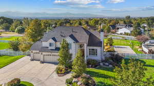 Aerial view of a mountain backdrop