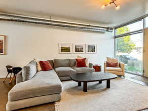 Living area featuring expansive windows