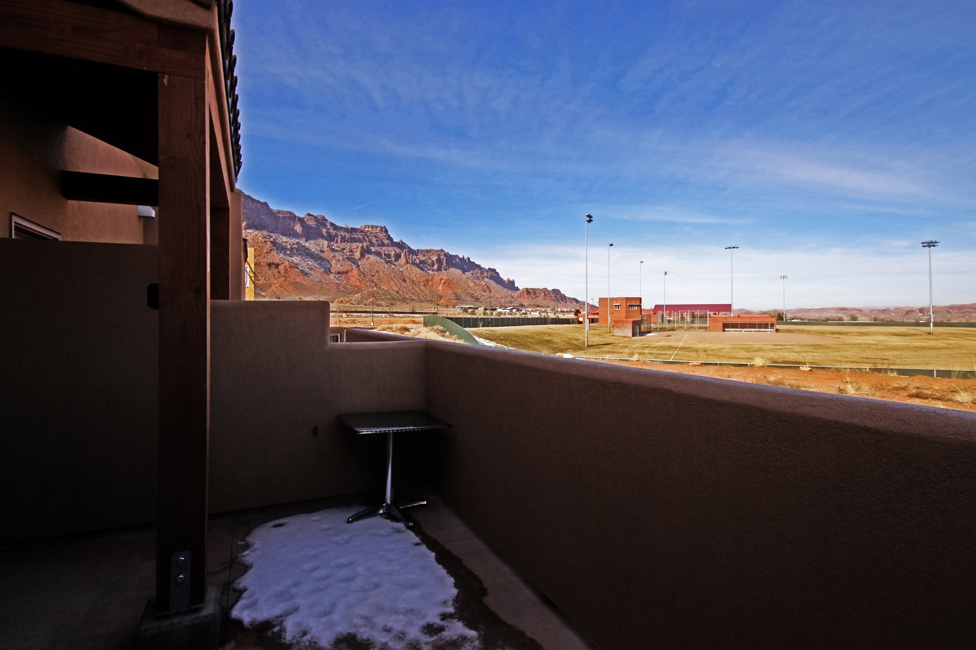 Balcony with a mountain view
