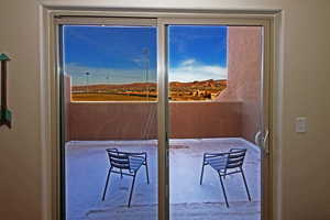 Patio / terrace featuring a mountain view