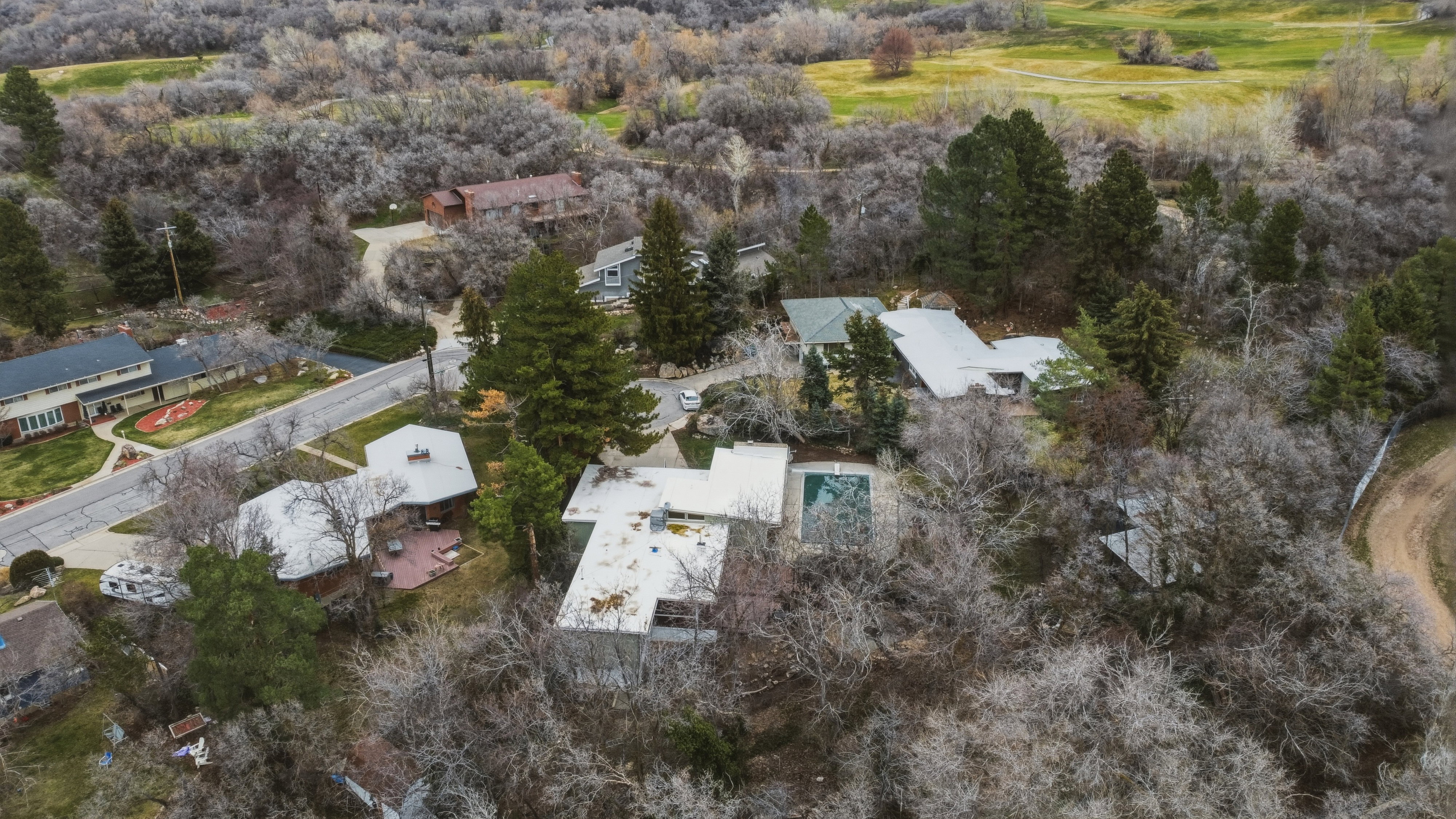 Aerial view of residential area