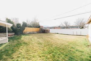 View of fenced backyard