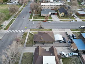 Aerial perspective of suburban area