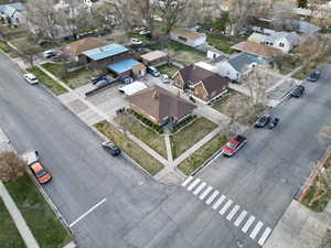 Aerial perspective of suburban area