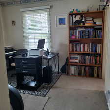 Office area with light carpet