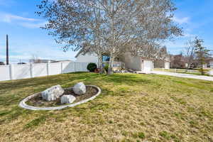 Fenced yard with driveway