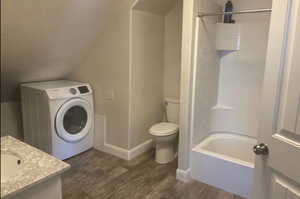 Guest house laundry and bathroom.