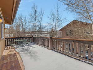 Wooden deck with outdoor dining area