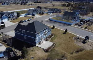 Aerial perspective of suburban area