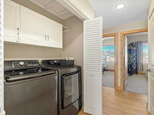 Laundry room with cabinet space