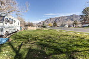 View of yard with a mountain view