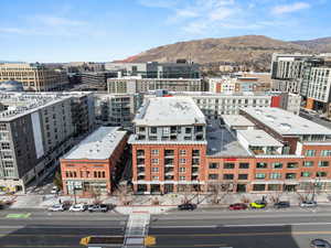 View of city with a mountain backdrop