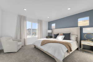 Bedroom featuring carpet and recessed lighting
