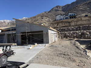 Exterior space with a mountain view