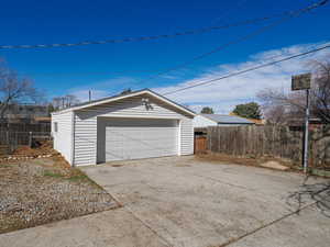 View of detached garage