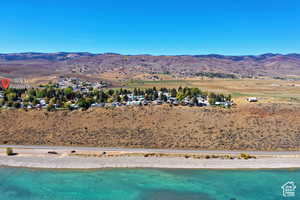 Drone / aerial view of a mountainous background
