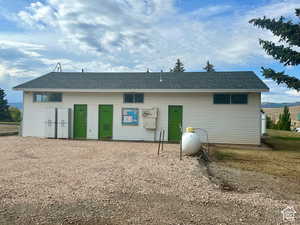 Rear view of property featuring a shingled roof