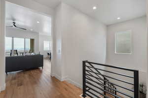 Access to downstairs, access to family room, kitchen, and upper deck!