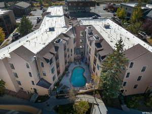 Aerial view of a pool