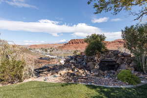 View of yard with a mountain view
