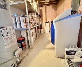 Storage room with water heater