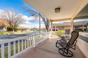 Porch featuring a residential view