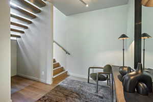Living area featuring light wood-style flooring