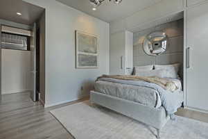 Bedroom featuring recessed lighting and light wood-style floors