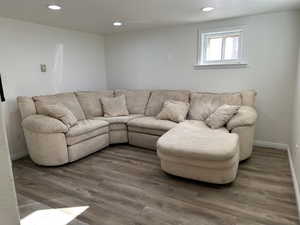 Living area featuring recessed lighting and wood finished floors