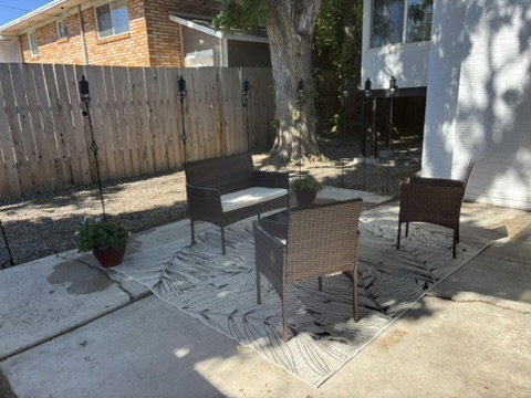 Private fully fenced back patio