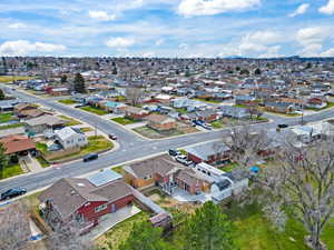 Aerial perspective of suburban area