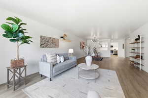 Living room with light wood-style floors