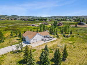 View from above of property with mountains