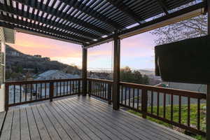 Wooden terrace with a pergola