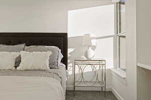 Bedroom with carpet and baseboards