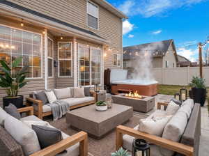 Virtually staged patio for ideas. Hot tub at property is INCLUDED.