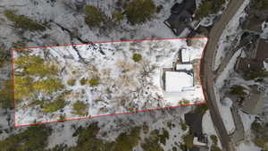 Aerial view with approximate property parcel outlined