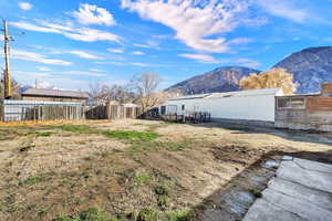 Backyard view, 2 additional sheds, garden beds