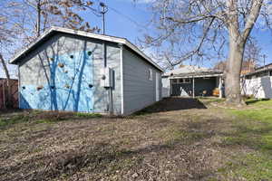 View of back of garage