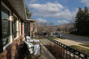 Balcony with a mountain view