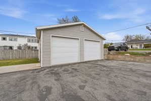 View of detached garage