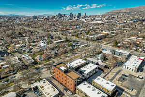 View of urban area with mountains