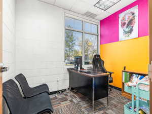 Office with a drop ceiling