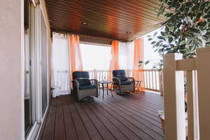 View of wooden deck