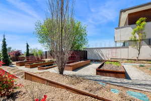 View of yard featuring a garden