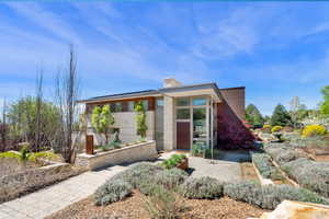 Contemporary home with a pivot front door