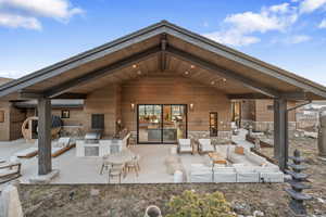 View of patio with area for grilling